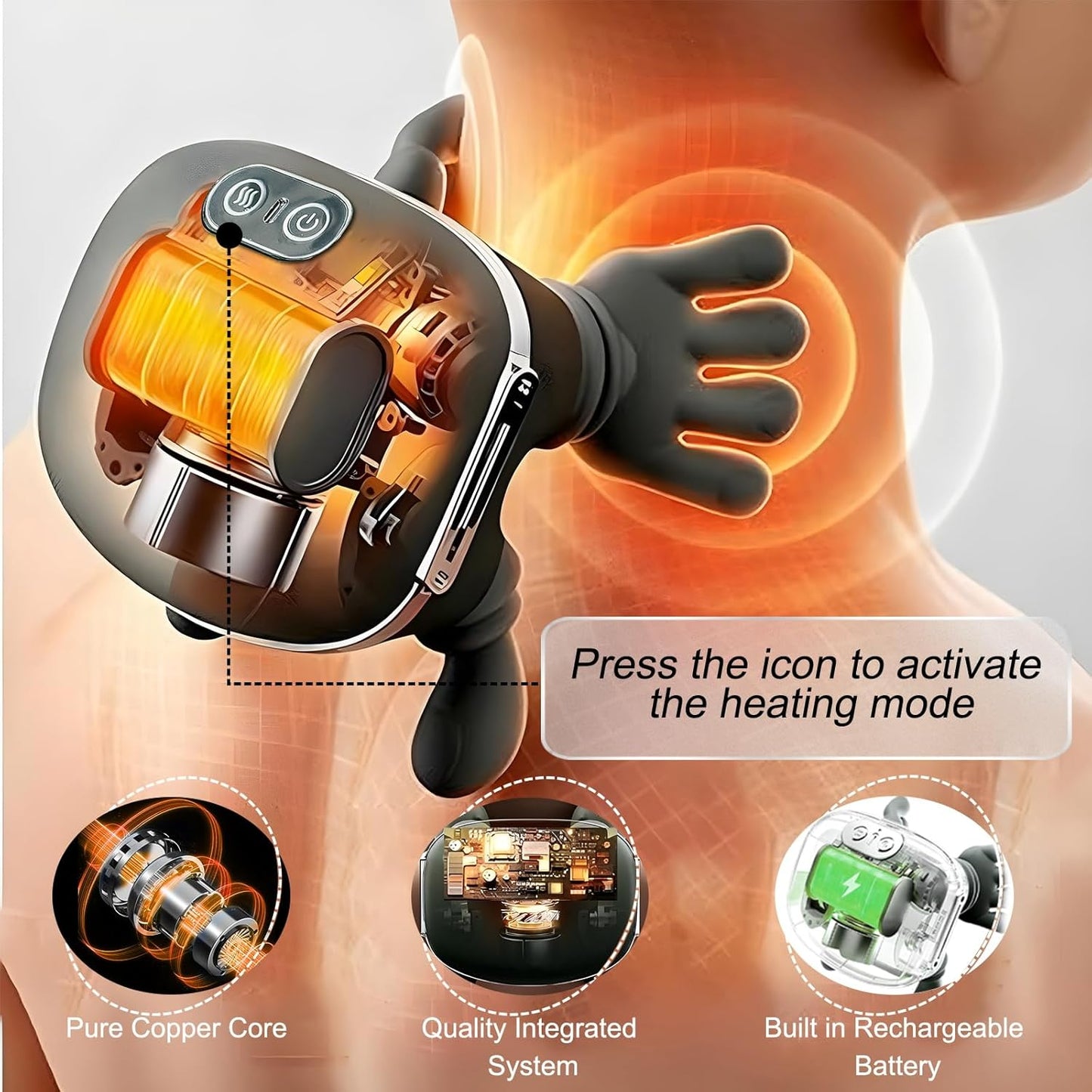 Portable, Bionic Heated Neck and Back Massager
